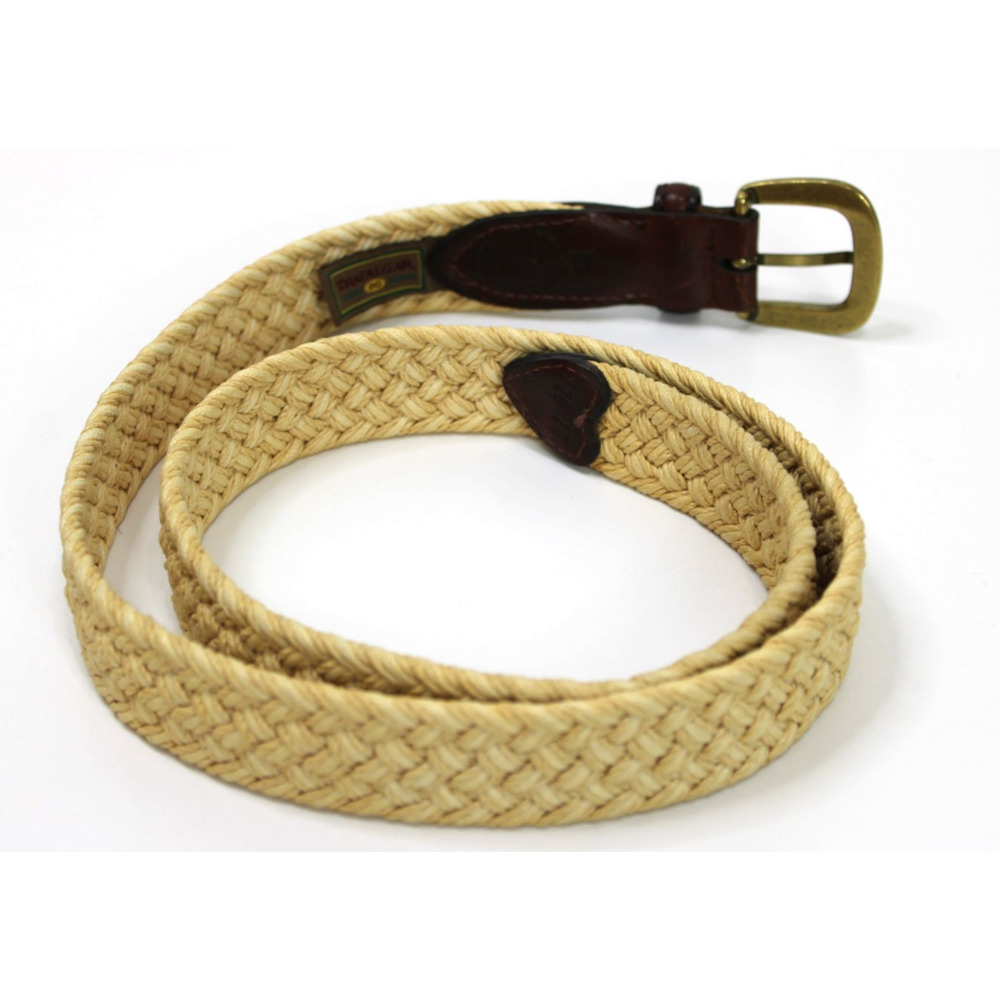 Vintage Trafalgar Belt Size M Woven Jute Cotton Leather Belt Ivory & Brown USA - Picture 9 of 10